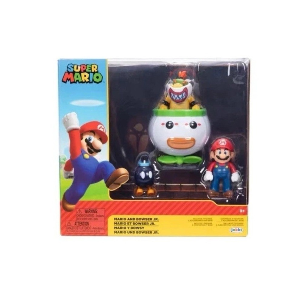 2025 JAKKS Pacific Super Mario 2-Figure Set - MARIO VS BOWSER JR (w/ Bob-Omb)